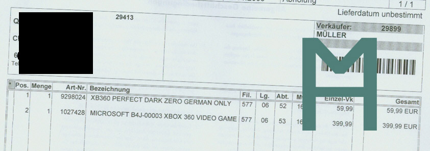 Meine Bescheinigung + Anzahlung, dass ich PDZ vorbestellt hab - Hab meine Daten etwas zensiert, also nicht über die Lücken wundern)